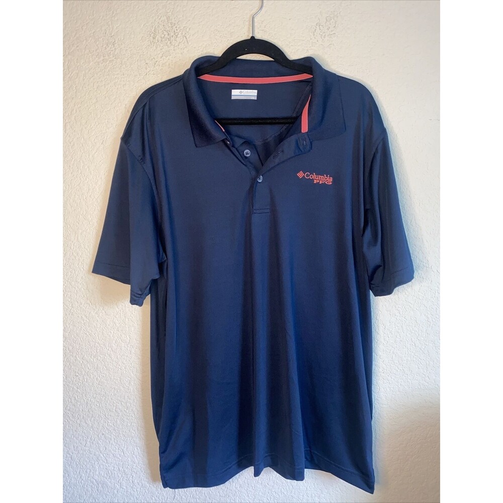 Columbia polo shirt PFG Omni shade UPF 50 Golf Blue Large Outdoor fishing